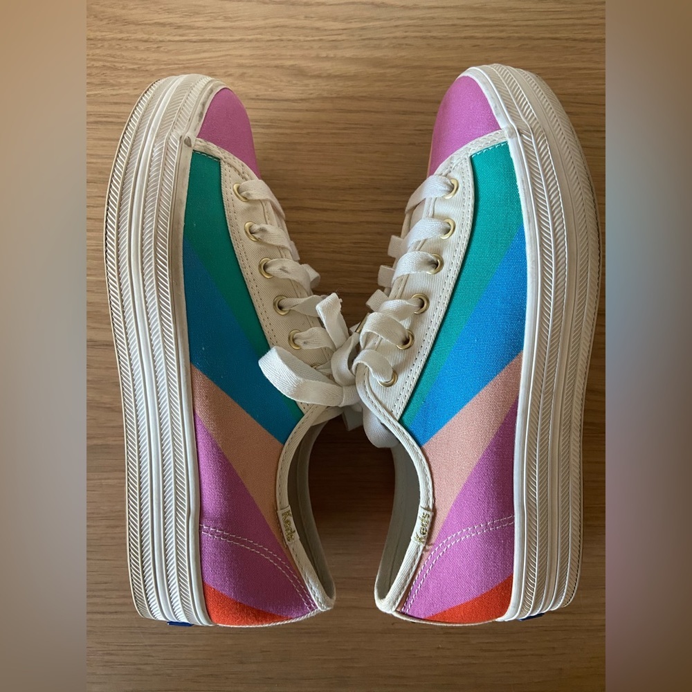 Keds X Kate Spade New York Triple Kick Multi-striped Canvas Sneakers - Picture 3 of 5